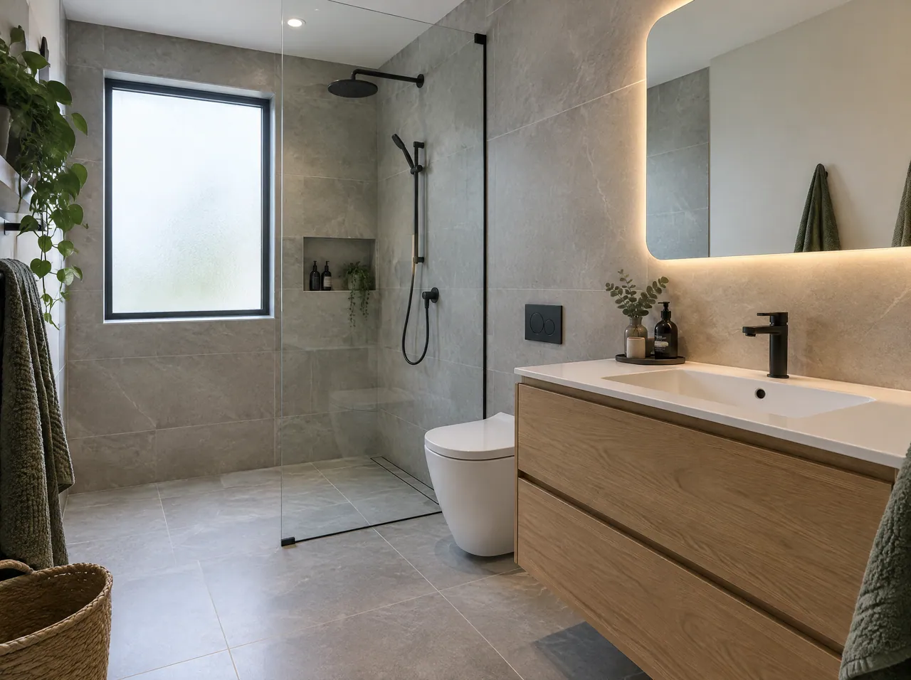 Salle de bain avec douche à l'italienne